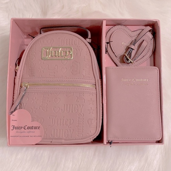 Juicy Couture Bags Juicy Couture X3 Gift Set Mini Backpack Luggage Tag Passport Nib Nwt